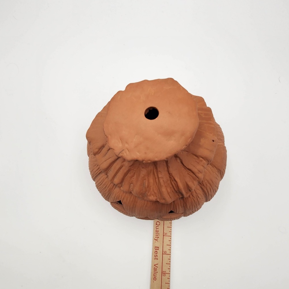 Terracotta Pottery Jack O Lantern Scarecrow Pumpkin Candle Holder Luminary 8" - Picture 10 of 10